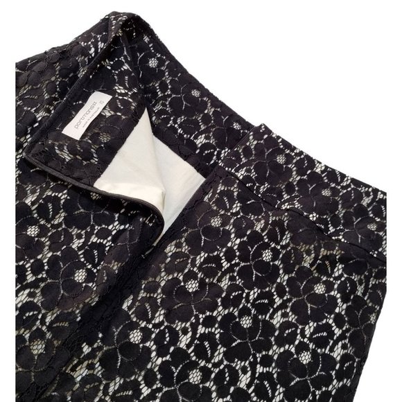 PORTMANS Black / White Lace Overlay Straight Back Split Pencil Skirt - Size 10 - Picture 8 of 9